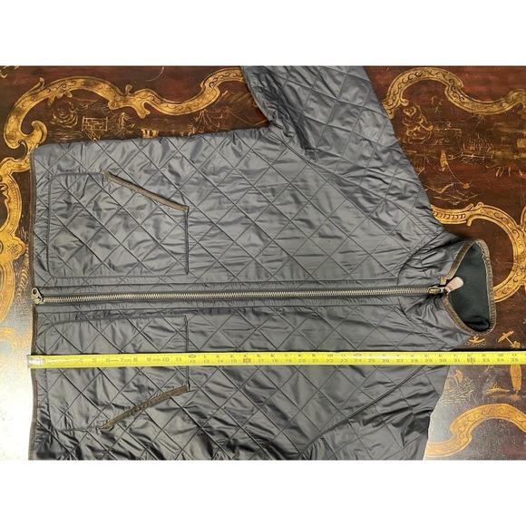 Vtg Polo Ralph Lauren Mens Black Quilted Brown Leather Zip Up Bomber Jacket XL - Picture 8 of 10